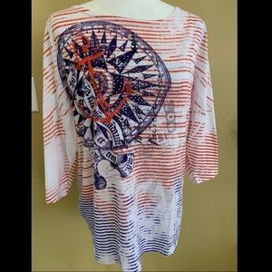 Nautical Print Shirt by Cj Banks. XL
